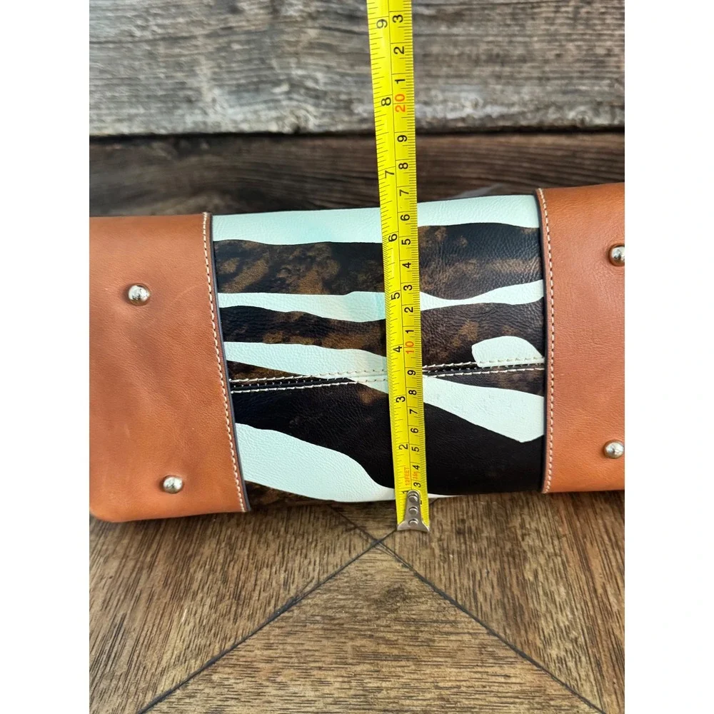 Dooney & Bourke Zebra Print Satchel Bag Tan Leather Trim NWT V1233052